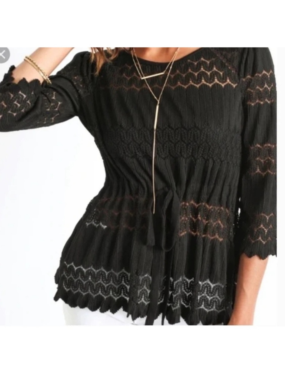 Free People Black Boho Fire Island Top